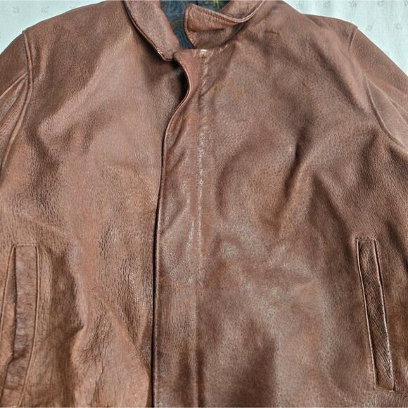 Vintage Women's Brown Bomber Style Heavy Leather Jacket - Picture 4 of 6
